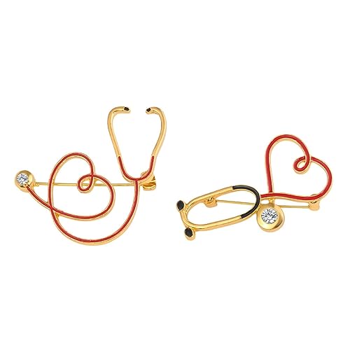 VANZACK 2 Stück Herzförmige Broschen aus legiertem Material mit Strass Arzt und Krankenschwester Schmuck Langlebig Vielseitig Tragbar für Kleidung Taschen Hüte und Anlässe von VANZACK