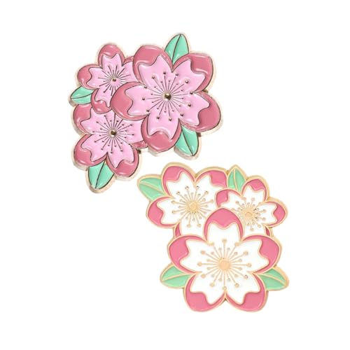 VANZACK 2 Stück Japanische Kirschblüten Brosche Niedliche Blüten Anstecknadeln Stabile Verarbeitung Leuchtende Farben Sicherer Halt Dekorative Pins für Kleidung Rucksäcke Jacken und Hüte von VANZACK