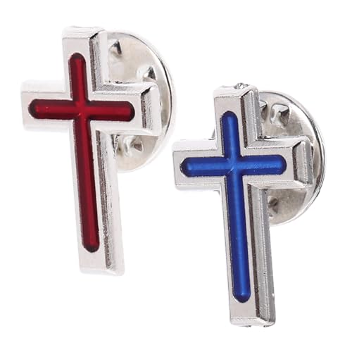 VANZACK 2 Stück Kreuz Brosche Anstecknadel für Herren Kommunion Konfirmation Religionsschmuck Anzug Dekoration Stilvolle Reversnadel Vielseitiger Christlicher Schmuck von VANZACK