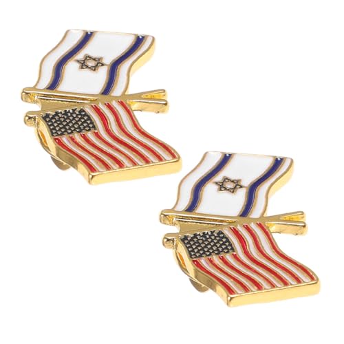 VANZACK 2 Stück Metallbrosche US und Israel Flagge Leichte Verschleißfeste Anstecknadeln Dekorative Kleidung Pins Praktische und Wiederverwendbare Reversnadel für Alltag und von VANZACK