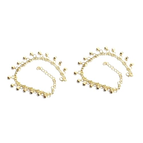 VANZACK 2 Stück Multilayer Glocken Fußkette Damen Verstellbar Modische Fußkettchen Schmuck für Frauen Mädchen Goldfarben Verziert Mit Klingeln Komfortabel Attraktiv Für Party Alltag von VANZACK