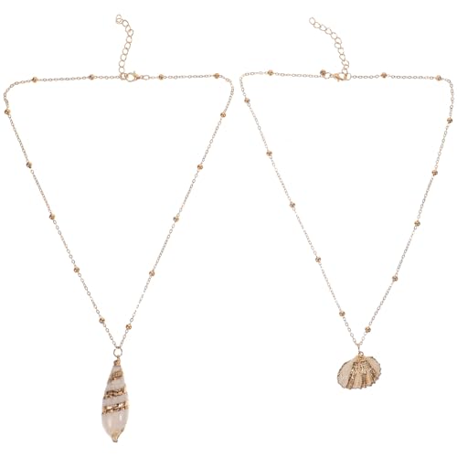 VANZACK 2 Stück Muschel Konch anhänger Halskette Kreativer Schmuck für Damen und Mädchen Modisches für Geburtstag Muttertag Hochzeit Stilvoller Meeres look von VANZACK