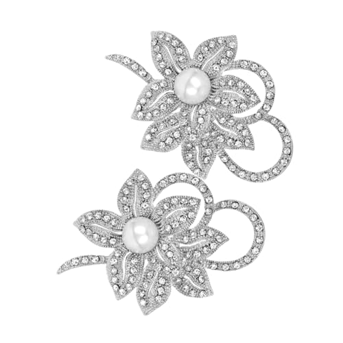 VANZACK 2 Stück Perlenblumenschalknopf Hemdclip Aus Metall Schalklammern Krawattenklammern Partyschmuck Für Frauen Gürtelring Süße Dekorative Blumenbrosche Kleid Cincher Legierung Beige von VANZACK
