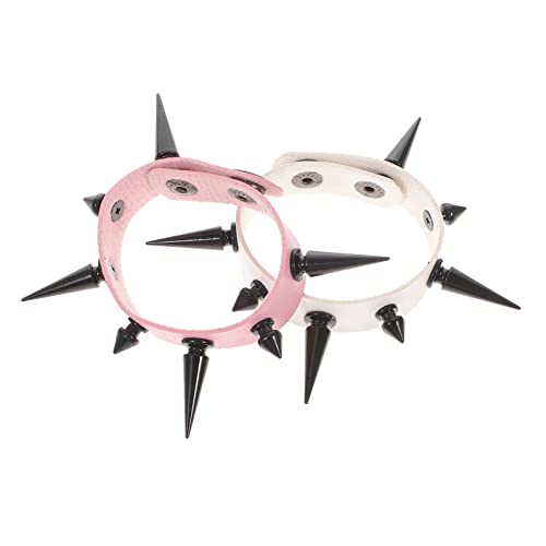 VANZACK 2 Stück Punk Lederarmband mit und Nieten Stylisches Handgelenkaccessoire für Herren und Damen für Halloween Clubs und Bars Hochwertigem PU Gefertigt von VANZACK