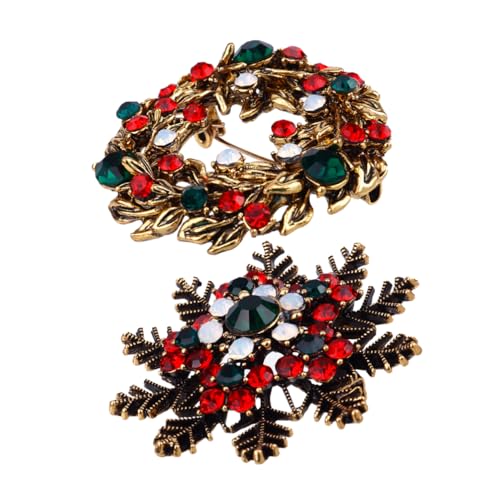 VANZACK 2 Stück Retro Weihnachtsbrosche Schneeflocken Anstecknadeln aus Langlebiger Festliche Schmuck Accessoires für Damen Weihnachten von VANZACK