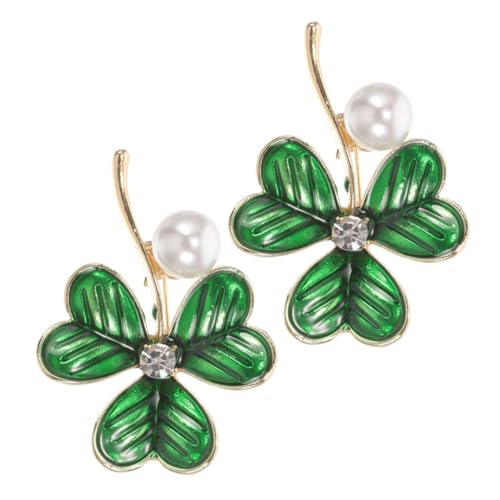 VANZACK 2 Stück Schamrock Brosche Metall mit Strass Kleeblatt Design Damen Anstecknadel für Kleidung Schal und Kleidungsdekoration Langlebig Poliert Farblich Leuchtend Vielseitig von VANZACK