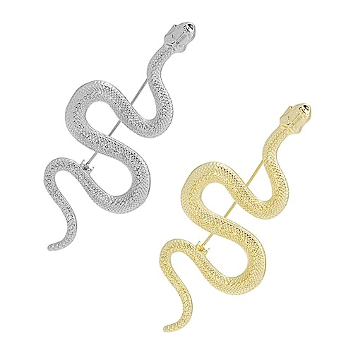 VANZACK 2 Stück Schlange Brosche Anstecker für Vintage Snake Design für Schal Pullover und Jacke Accessoires Gold und Silber für Freundschaftsgeschenke und Besondere Anlässe von VANZACK
