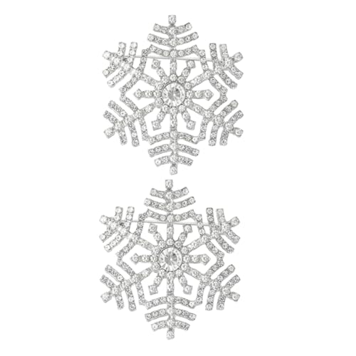 VANZACK 2 Stück Schneeflocken Broschen Set Strassbesetzt Modische Anstecknadeln aus Zinklegierung Festlicher Schmuck für Damen Mädchen für Weihnachten Partys und Besondere Anlässe von VANZACK