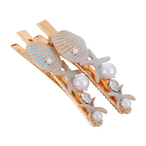 VANZACK 2stücke Seestern Haarspange Strand Muschel Haarspange Stern Haarnadeln Kopfbedeckung Für Frauen Und Mädchen Haar Accessoires Mit Strasssteinen Und Muscheln von VANZACK