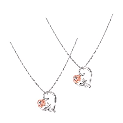 VANZACK 2 Stück Teiliges Love Shape Herzanhänger Halsketten aus Legiertem Material mit Funkelnden Zirkonia Langlebig und Farbbeständig Eleganter Schmuck für Damen Valentinstagsgeschenk von VANZACK