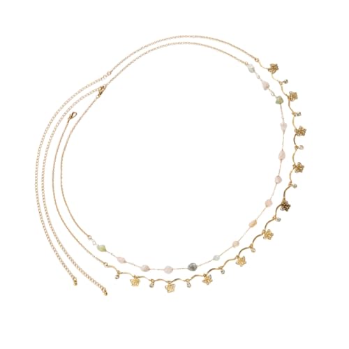 VANZACK 2 Stück Teiliges Metall Taillenkette mit Strass Verstellbare Doppel Lagen Bauchkette Boho Körperschmuck für Abend Hochzeit Party Glänzende Gürtel für Damen und Mädchen von VANZACK