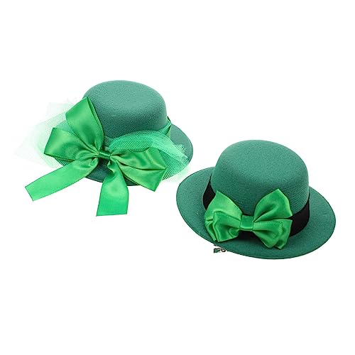 VANZACK 2 Stück Top Hat Hair Clip Erwachsene Mini Hat Ribbon Bogen Haare Clips Grüne Haare Ausgefallene Hüte Kind Dekorativ Mädchen Knoten Pastetchen Stifte Urlaub Green Zellstoff von VANZACK