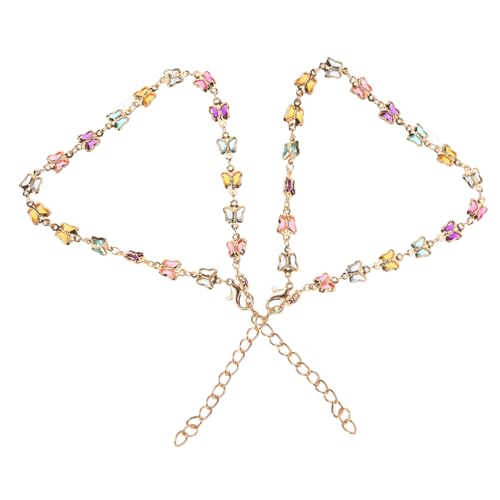 VANZACK 2 Stück Verstellbares Damen Fußkettchen Metall mit Buntem Schmetterling Anhänger Teiliges Leichtes Schmuck Accessoire für Strand Urlaub Yoga und Alltag von VANZACK