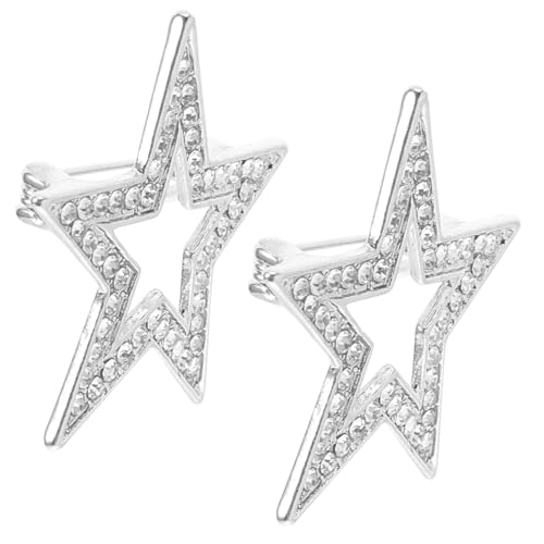 VANZACK 2 Stück Zinklegierung Fünfzackiger Stern Brosche Eleganter funkelnder Pin für Damen Anzug Schal Rucksack Schmuck Accessoire für Party Zeremonie von VANZACK