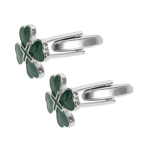 VANZACK 2 Stück Zwei Manschettenknöpfe Vierblättrige Kleeblatt Designs Eleganter Herren und Damenschmuck für Patrick's Day Feiern und Besondere Anlässe von VANZACK