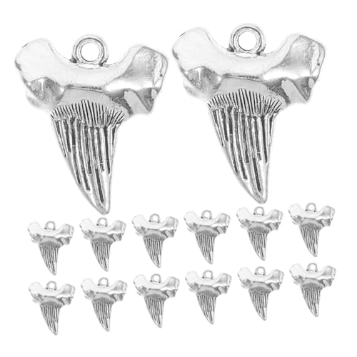 VANZACK 20stücke Haifischzahn Anhänger Für Schmuckherstellung Zahn Charms Silberfarben Bastelkomponenten Zum Selbermachen Strandmotiv Anhänger Für Armbänder Und Halsketten von VANZACK