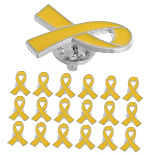 VANZACK 20Stücke Gelbe Broschen Für Brustkrebs Bewusstsein Kreative Emaille Anstecknadeln Reversnadel Im Herz Bow Design Unterstützung Für Brustgesundheit Mode Accessoire von VANZACK