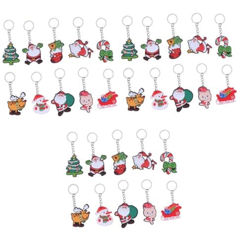 VANZACK 24 Stck. Teiliges Weihnachtsmann Schlüsselanhänger aus Langlebigem PVC Cartoon Anhänger für Tasche Handy Auto Deko Kreative Weihnachtsgeschenke und Party Mitgebsel von VANZACK