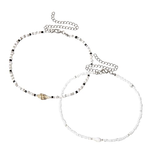 VANZACK 2Stücke Halskette für Damen Verstellbare Beaded Choker Kette für Strand Sommer Trendige Accessoires für Teenager Frauen von VANZACK