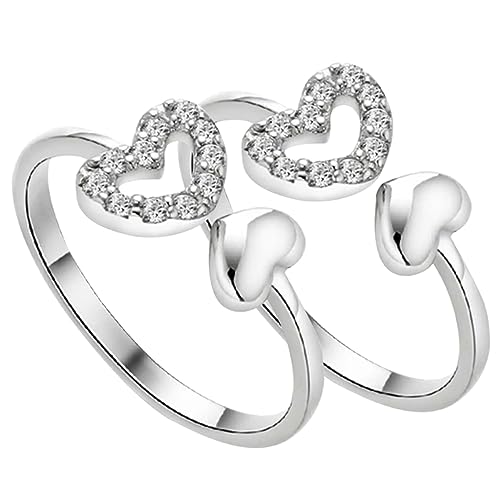 VANZACK 2stücke Offener Ring Für Damen Mit Herz-optik Verstellbar Aus Glatte Kanten Für Alltag Fotos Hochzeiten Für Freundinnen von VANZACK
