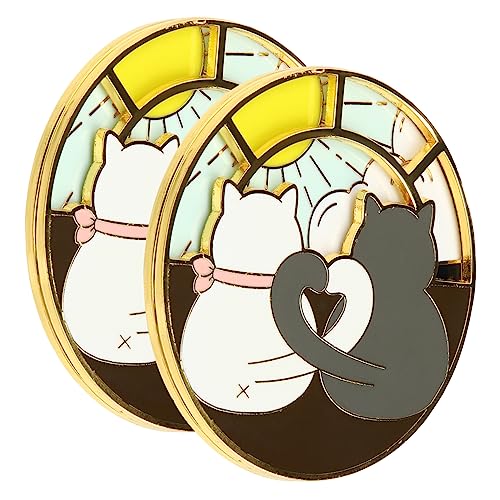 VANZACK 2Stücke Katzenbrosche Clip Lustige Katzen Pins für Frauen Rotierende Broschen für Jacken Taschen Rucksäcke Exquisites Katzenzubehör von VANZACK