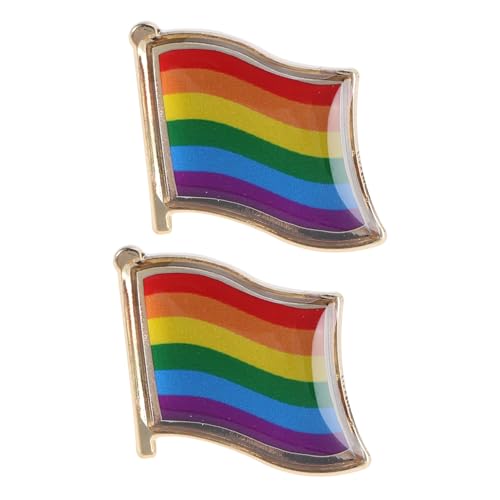 VANZACK 2 Stück Regenbogen Broschen für Lgbt Kreative Anstecknadeln Metall Bunte Flaggenmuster für Kleidung Hemden Jacken Accessoires von VANZACK
