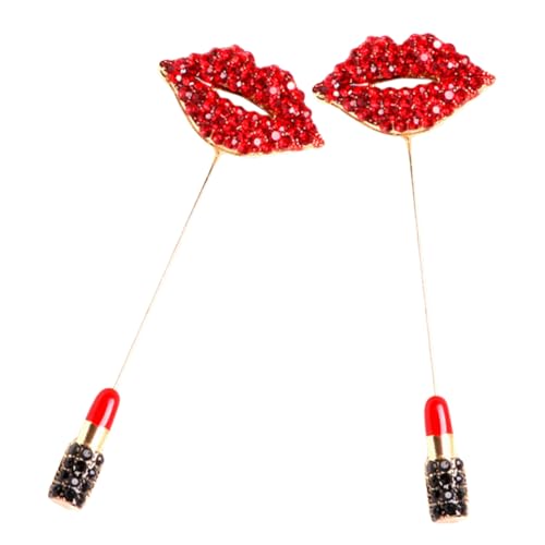 VANZACK Brosche Für Damen Dekorative Anstecknadel Aus Legierung Mit Lippenstift Design Für Kleidung Schals Und Anzüge 2 Stück von VANZACK
