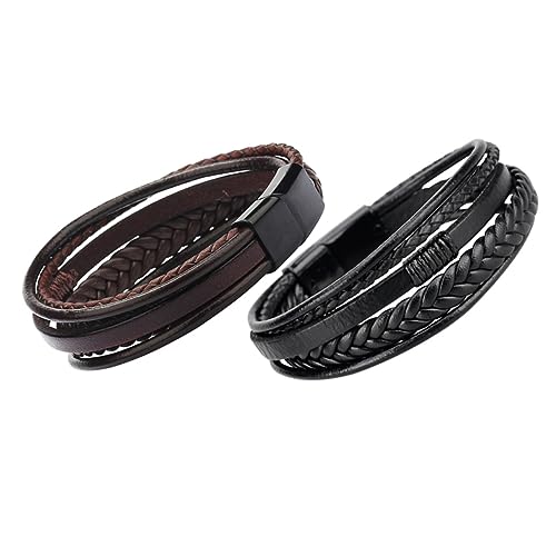 VANZACK 2Stücke Männer Armband Geflochtenem PU Ethnischer Modisches Handgelenkschmuck Partys Strände Besondere Anlässe von VANZACK