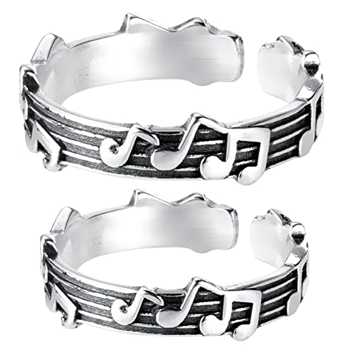 VANZACK 2Stücke Retro Musiknote Fingerringe für Offene Ringe Hochwertigem Stilvolle Schmuckstücke für Frauen und Männer als von VANZACK