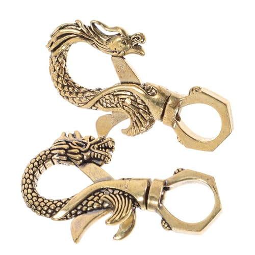 VANZACK 2Stücke Vintage Messing Schlüsselanhänger Drachen Anhänger für Taschenzubehör Langlebige Schlüsselringe für Rucksäcke Autoschlüssel Handgefertigtes Design von VANZACK