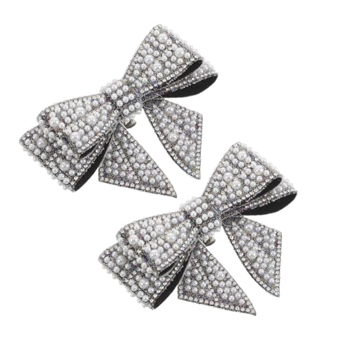VANZACK 2stücke Blumen-schuhclips Mit Glitzer Und Schleife Dekorative Schuhaccessoires Für Hochzeit Einfach Anzubringendes Clip-design Passend Für Verschiedene Schuhstile von VANZACK
