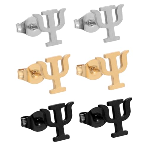 VANZACK 3 Paare Math Symbol Ohrstecker aus Kleine Vintage Psychologie Ohrringe Retro Alphabet Schmuck Medizinische Zeichen Vielseitiges Mix Match Accessoire von VANZACK