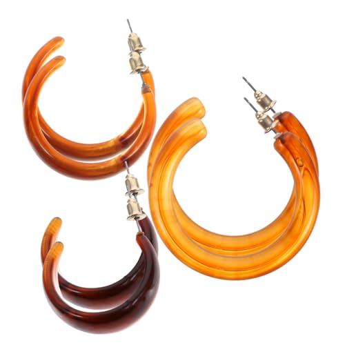 VANZACK 3 Paare Minimalistische Creolen Ohrringe für Damen Trendige Geometrische C Form Ohrschmuck für Teens und Frauen für Alltag Reisen und Partys von VANZACK