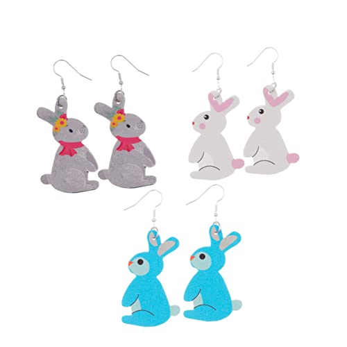 VANZACK 3 Paare Ostereier Ohrringe für Damen Lustige Kaninchen Ohrringe im Cartoon Design Accessoire für Partys Farben Zufällig Pack Zufällige Farbe von VANZACK