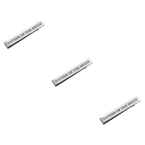 VANZACK 3 Stck. Gravur Krawattenklammer für Väter der Bräutigams Doppelseitige Hochzeitskrawatte Titanstahl Personalisierte Geschenkidee für Hochzeiten von VANZACK