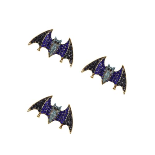 VANZACK 3 Stck. Strass Halloween Brosche Fledermausform Teiliges Glänzende Anstecknadeln für Damen Mädchen Schmuck Accessoire für Kleidung Tasche Schal von VANZACK