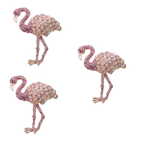 VANZACK 3 Stück Flamingo Brosche aus Legierung mit Kristallbesatz Modische Anstecknadel für Frauen und Mädchen Vielseitiges Party und Hochzeitsaccessoire in Geeignet für Kleidung Taschen von VANZACK