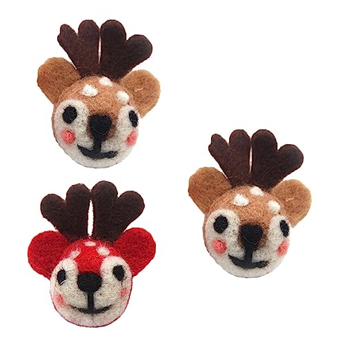 VANZACK 3 Stück Handgefertigte Filz Broschen mit Niedlichem Rentierkopf Kreative Weihnachts Broschennadeln Accessoires für Party Bühne und Festliche Kleidung Zufällige Zufällige Farbe von VANZACK