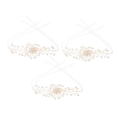 VANZACK 3 Stück Handgelenk Handblumen Dekor Strandparty Perlenblume Braut Handgelenkblume Handgelenk Blumenarmband Braut Perlen Corsage Hochzeit Handblumen Kunstperlen von VANZACK
