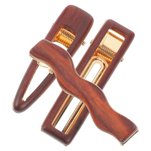 VANZACK 3 Stück Hölzerne Entenbillhaarclip Flache Haarspangen für Frauen minimalistische Haarspange für Frauen seitliche Haarnadeln niedliche Haaraccessoires Wellen Haarclip Holz Hellbraun von VANZACK