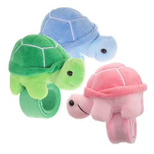 VANZACK 3 Stück Plüschpuppenarmband Kuscheltier-Klapparmbänder für Party-Slap-Armbänder Slap Armband Stofftiere Schildkröte Gefülltes Schildkröten-Schlagarmband PP Baumwolle von VANZACK
