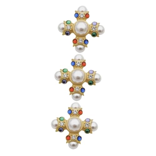 VANZACK 3 Stück Retro Barock Brosche mit Perlen Modischer Kreuz Pin für Damen Eleganter Schmuck für Besondere Anlässe Geburtstagsgeschenke und Cocktailpartys von VANZACK