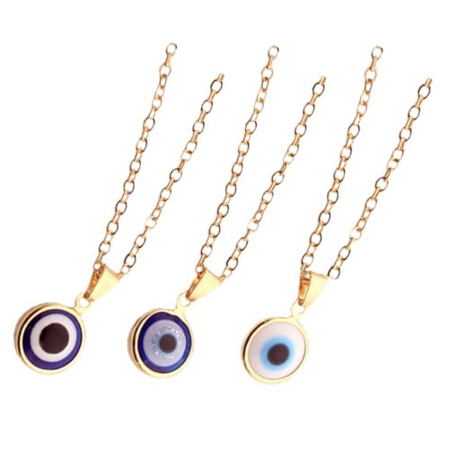 VANZACK 3 Stück Teiliges Evil Eye Halsketten Damen Türkischer Blauer Glasanhänger mit Goldfassung Schutzkette gegen Bösen Blick Glücksbringer Schmuck Modisches Accessoire von VANZACK