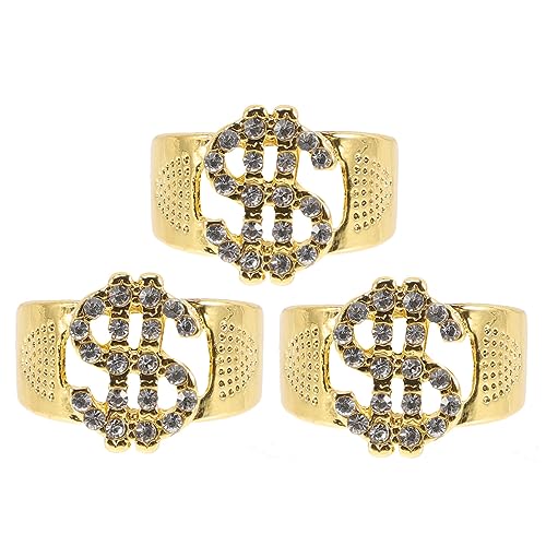 VANZACK 3 Stück Teiliges Geldsymbolring für Männer und Frauen Verstellbare Schmuckringe im Hip Hop Stil für Partys und Besondere Anlässe von VANZACK