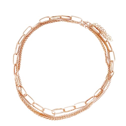 VANZACK 3 Stück Teiliges Punk für Damen Individuelles Design Roségold Mehrlagige Schmuckstücke für Eleganten Look Kombinierbar Kleidung Stilvoller Halsschmuck der Blicke Sich Zieht von VANZACK