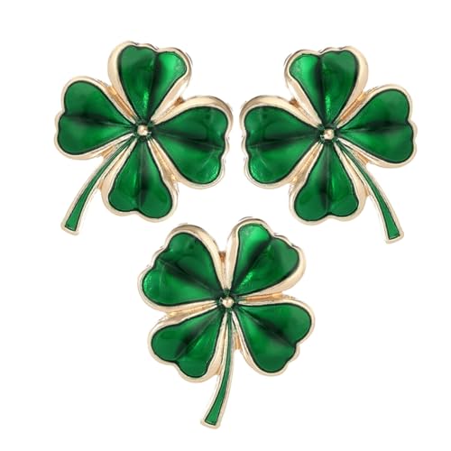 VANZACK 3 Stück Vierblättrige Kleeblatt Brosche Metall Anstecknadeln Damen Schmuck Leicht Elegant für Kleidung Party Feiertage St Patrick S Day Accessoire von VANZACK