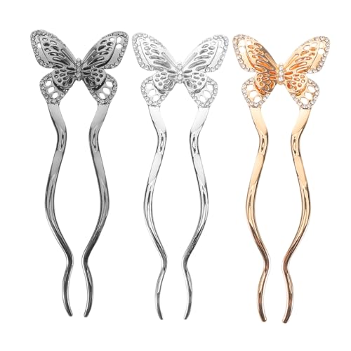 VANZACK 3 Stück Vintage Schmetterling Twist Haarnadeln Französische Haarnadel U-förmige Hochsteckfrisur Metall Haarstäbe 2 Zinken Gabeln Mit Strass Für Frauen Mädchen VANZACK 3 Stück Vintage Schmetterling Twist Haarnadeln Französische Haarnadel U-förmige Hochsteckfrisur Metall Haarstäbe 2 Zinken Gabeln Mit Strass Für Frauen Mädchen von VANZACK