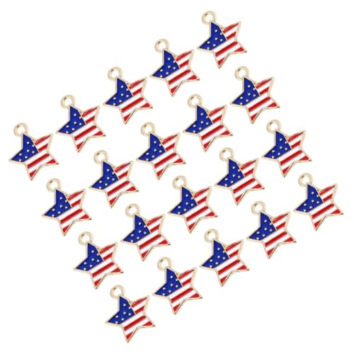 VANZACK 30 Stück Teiliges DIY Anhänger mit Amerikanischer Flagge und Fünfzackigem Stern Leichte für Halsketten Armbänder Schlüsselanhänger und Bastelprojekte Vielseitig Einsetzbar von VANZACK