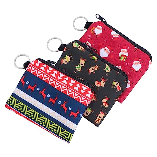VANZACK 3Stücke Weihnachts Münzaufbewahrungstaschen Rechteckige Geldbörse mit Festlichem für Münzen Schlüssel Weihnachtsdeko von VANZACK