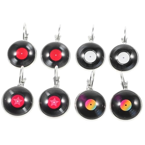 VANZACK 4 Paare Vintage Vinyl Schallplatten Ohrringe Damen Dangle Ohrschmuck Leicht und Langlebig Modisch Elegant für Alltag und Party von VANZACK